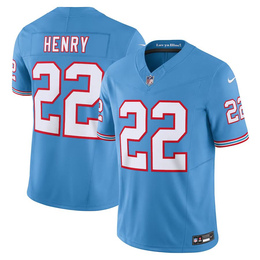 Men Tennessee Titans #22 Derrick Henry Nike Light Blue Oilers Throwback Vapor F.U.S.E. Limited NFL Jersey